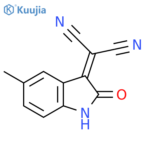 2-(1,2-dihydro-5-methyl-2-oxo-3H-indol-3-ylidene)-Propanedinitrile structure