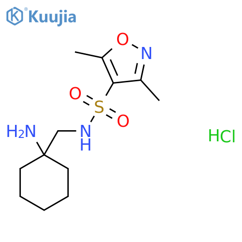 N-[(1-aminocyclohexyl)methyl]-3,5-dimethyl-isoxazole-4-sulfonamide;hydrochloride structure