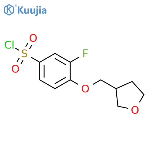 3-fluoro-4-(oxolan-3-ylmethoxy)benzene-1-sulfonyl chloride structure