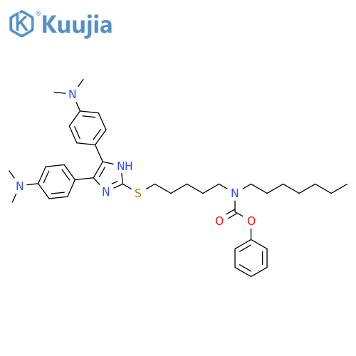 Carbamic acid,[5-[[4,5-bis[4-(dimethylamino)phenyl]-1H-imidazol-2-yl]thio]pentyl]heptyl-, phenyl ester structure