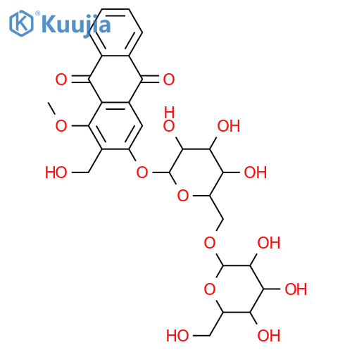 1,3-Dihydroxy-2-(hydroxymethyl)anthraquinone; 1-Me ether, 3-O-[β-D-glucopyranosyl-(1→6)-β-D-glucopyranoside] structure