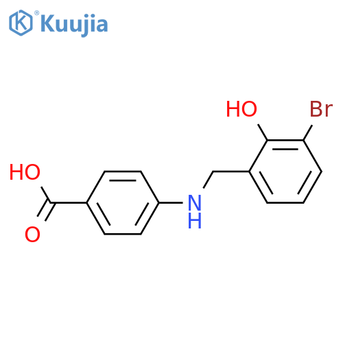 4-{(3-bromo-2-hydroxyphenyl)methylamino}benzoic acid structure