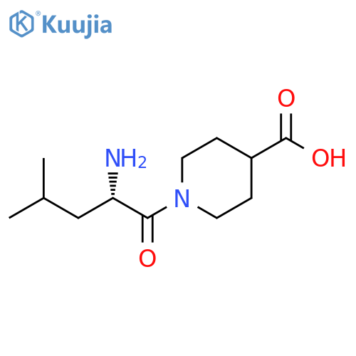 1-(2S)-2-amino-4-methylpentanoylpiperidine-4-carboxylic acid structure