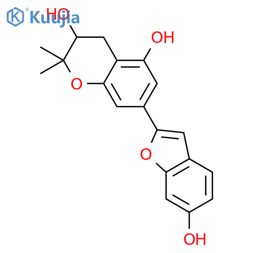 3,4-dihydro-7-(6-hydroxy-2-benzofuranyl)-2,2-dimethyl-2H-1-benzopyran-3,5-diol structure