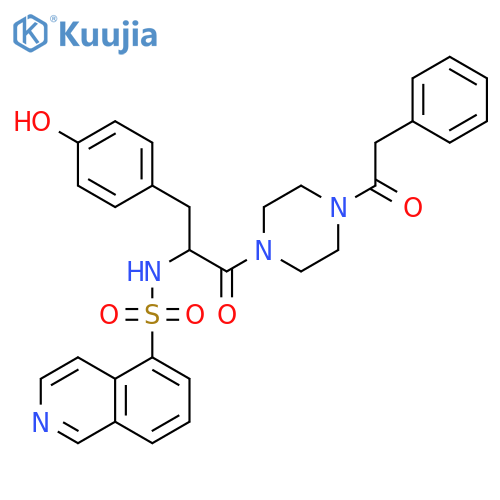 Piperazine,1-[3-(4-hydroxyphenyl)-2-[(5-isoquinolinylsulfonyl)amino]-1-oxopropyl]-4-(phenylacetyl)- structure