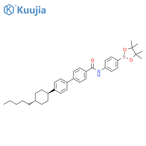 4'-(4pentylcyclohexyl-)-N(4-(4,4,5,5-tetramethy-1,3,2-dioxaborolan-2yl)phenyl)biphenyl-4-carboxamide structure