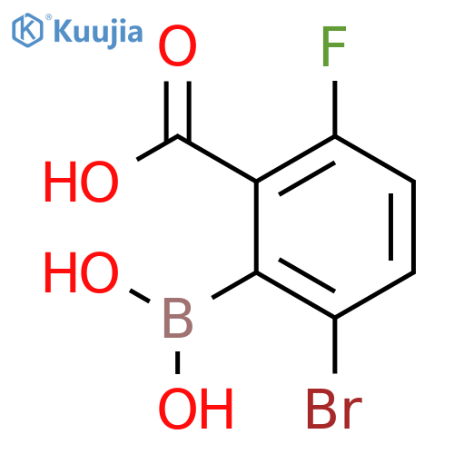 2-Bromo-5-fluoro-6-carboxyphenylboronic acid structure