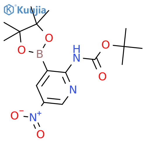 tert-Butyl (5-nitro-3-(4,4,5,5-tetramethyl-1,3,2-dioxaborolan-2-yl)pyridin-2-yl)carbamate structure
