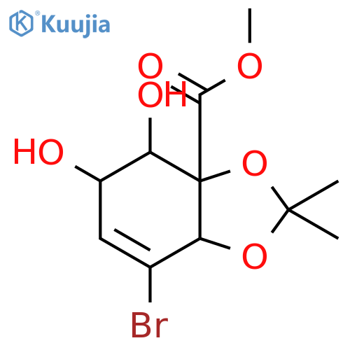 1,3-Benzodioxole-3a(4H)-carboxylic acid, 7-bromo-5,7a-dihydro-4,5-dihydroxy-2,2-dimethyl-, methyl ester, (3aS,4R,5R,7aS)- structure