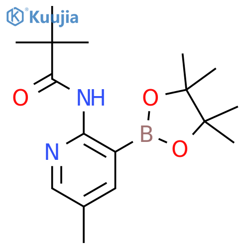 N-(5-Methyl-3-(4,4,5,5-tetramethyl-1,3,2-dioxaborolan-2-yl)pyridin-2-yl)pivalamide structure