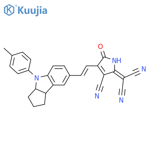 Propanedinitrile, 2-[3-cyano-4-[2-[1,2,3,3a,4,8b-hexahydro-4-(4-methylphenyl)cyclopent[b]indol-7-yl]ethenyl]-1,5-dihydro-5-oxo-2H-pyrrol-2-ylidene]- structure