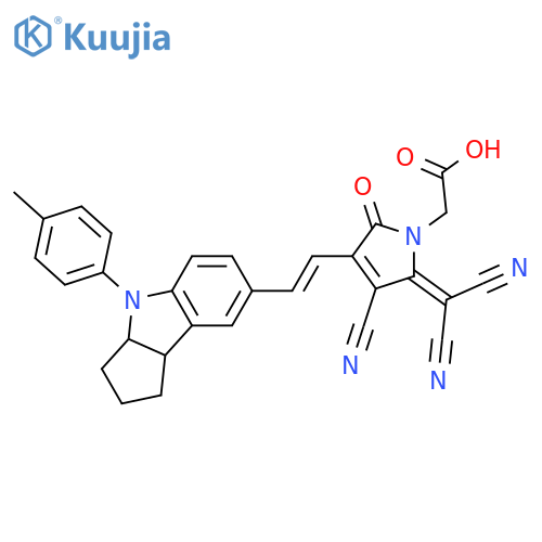 1H-Pyrrole-1-acetic acid, 3-cyano-2-(dicyanomethylene)-4-[2-[1,2,3,3a,4,8b-hexahydro-4-(4-methylphenyl)cyclopent[b]indol-7-yl]ethenyl]-2,5-dihydro-5-oxo- structure
