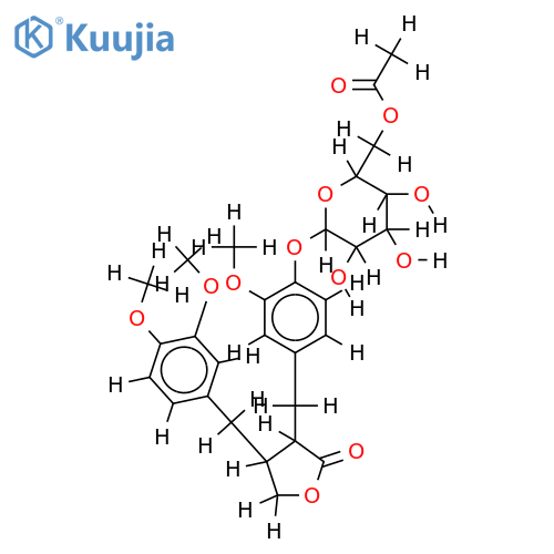 arctigenin-4-O-(6''-O-acetyl-beta-D-glucoside) structure