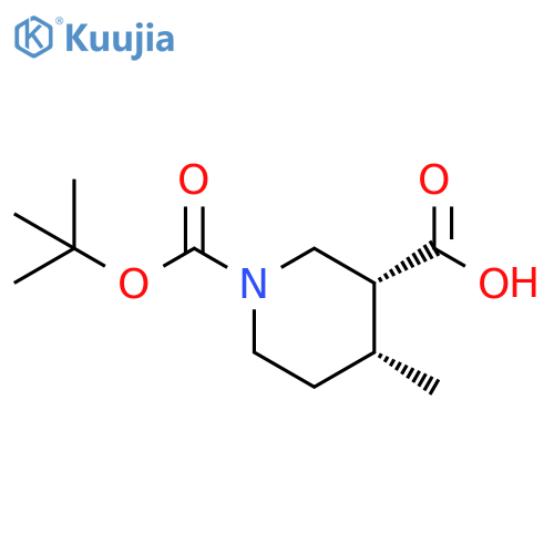 (3R,4R)-1-[(tert-butoxy)carbonyl]-4-methylpiperidine-3-carboxylic acid structure