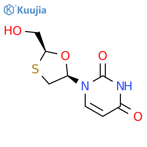 2,4(1H,3H)-Pyrimidinedione,1-[(2R,5S)-2-(hydroxymethyl)-1,3-oxathiolan-5-yl]-, rel- structure