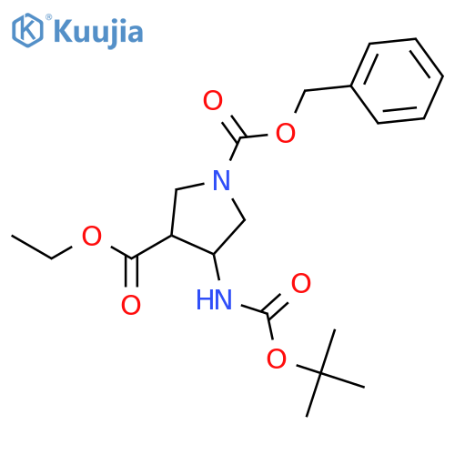 O1-benzyl O3-ethyl trans-4-(tert-butoxycarbonylamino)pyrrolidine-1,3-dicarboxylate structure