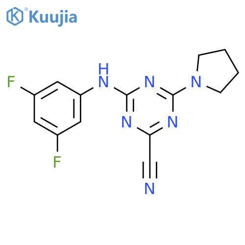 4-(3,5-Difluoro-phenylamino)-6-pyrrolidin-1-yl-1,3,5triazine-2-carbonitrile structure