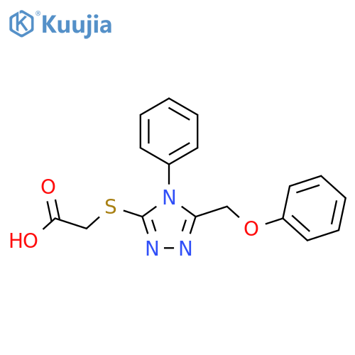 2-{5-(phenoxymethyl)-4-phenyl-4H-1,2,4-triazol-3-ylsulfanyl}acetic acid structure