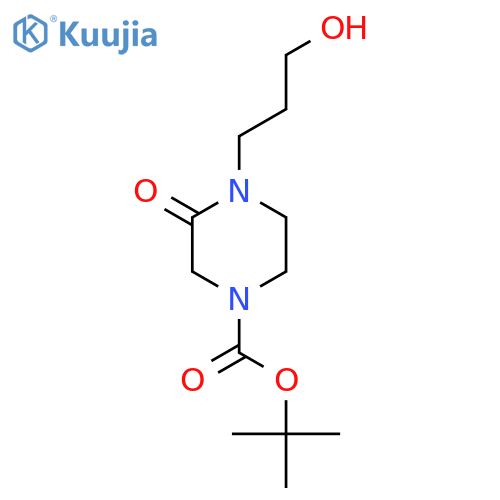 tert-butyl 4-(3-hydroxypropyl)-3-oxo-piperazine-1-carboxylate structure