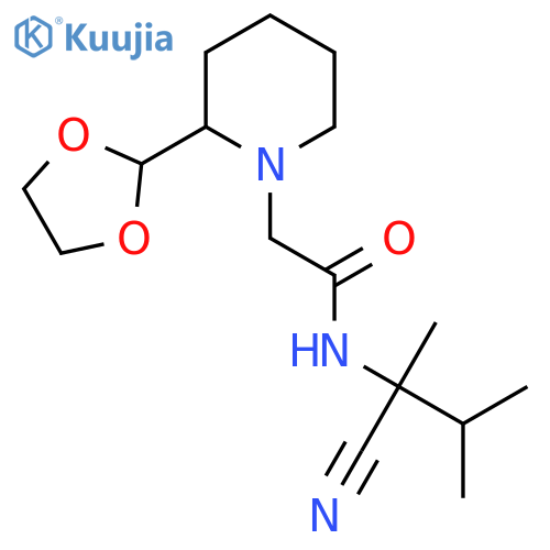 N-(1-cyano-1,2-dimethylpropyl)-2-2-(1,3-dioxolan-2-yl)piperidin-1-ylacetamide structure