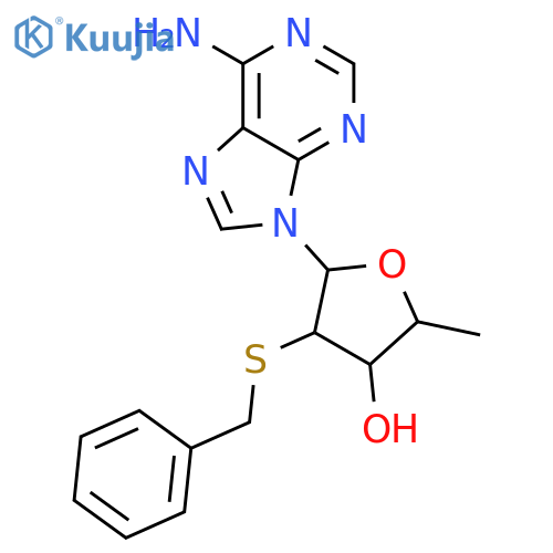 5-(6-aminopurin-9-yl)-4-benzylsulfanyl-2-methyloxolan-3-ol structure