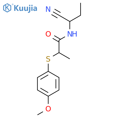 N-(1-cyanopropyl)-2-(4-methoxyphenyl)sulfanylpropanamide structure