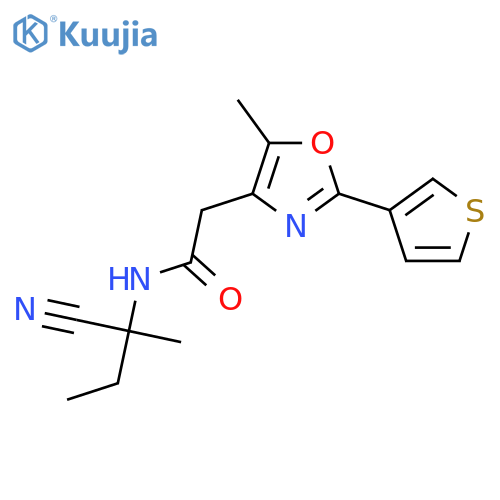 N-(1-cyano-1-methylpropyl)-2-[5-methyl-2-(thiophen-3-yl)-1,3-oxazol-4-yl]acetamide structure
