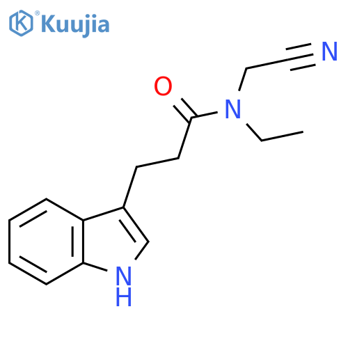 N-(cyanomethyl)-N-ethyl-3-(1H-indol-3-yl)propanamide structure