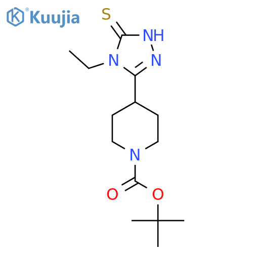 tert-butyl 4-(4-ethyl-5-sulfanyl-4H-1,2,4-triazol-3-yl)piperidine-1-carboxylate structure