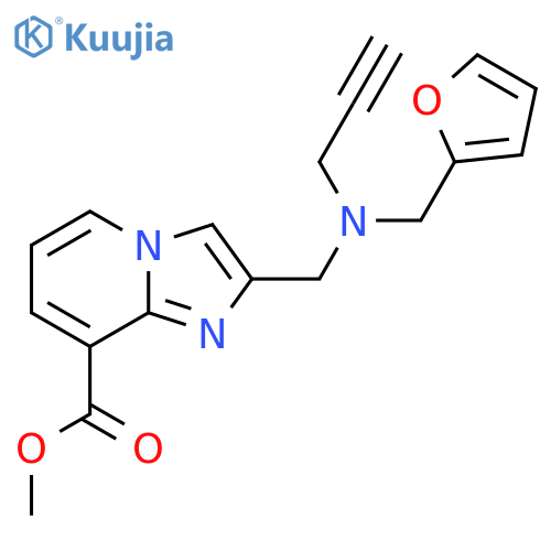 Methyl 2-({[(furan-2-yl)methyl](prop-2-yn-1-yl)amino}methyl)imidazo[1,2-a]pyridine-8-carboxylate structure