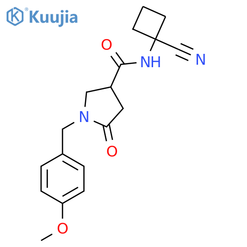 N-(1-cyanocyclobutyl)-1-[(4-methoxyphenyl)methyl]-5-oxopyrrolidine-3-carboxamide structure