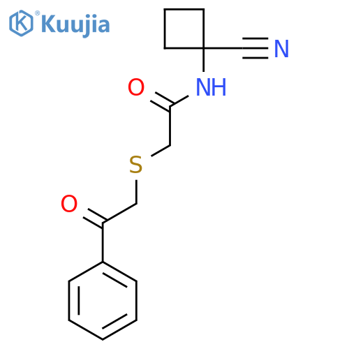 N-(1-cyanocyclobutyl)-2-(2-oxo-2-phenylethyl)sulfanylacetamide structure