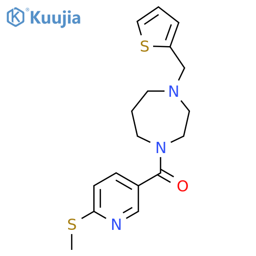 1-[6-(Methylsulfanyl)pyridine-3-carbonyl]-4-[(thiophen-2-yl)methyl]-1,4-diazepane structure
