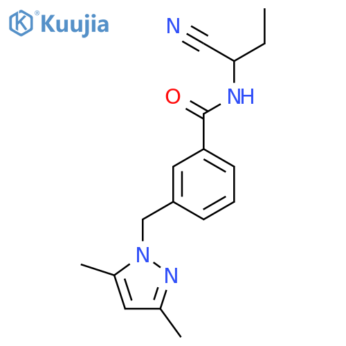N-(1-cyanopropyl)-3-[(3,5-dimethyl-1H-pyrazol-1-yl)methyl]benzamide structure