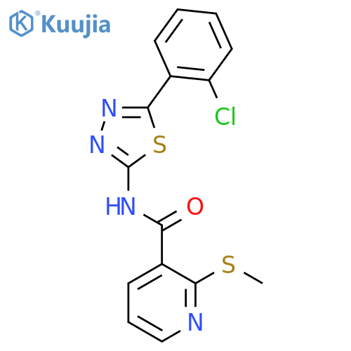 N-[5-(2-chlorophenyl)-1,3,4-thiadiazol-2-yl]-2-(methylsulfanyl)pyridine-3-carboxamide structure