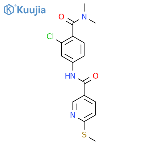 N-[3-chloro-4-(dimethylcarbamoyl)phenyl]-6-(methylsulfanyl)pyridine-3-carboxamide structure