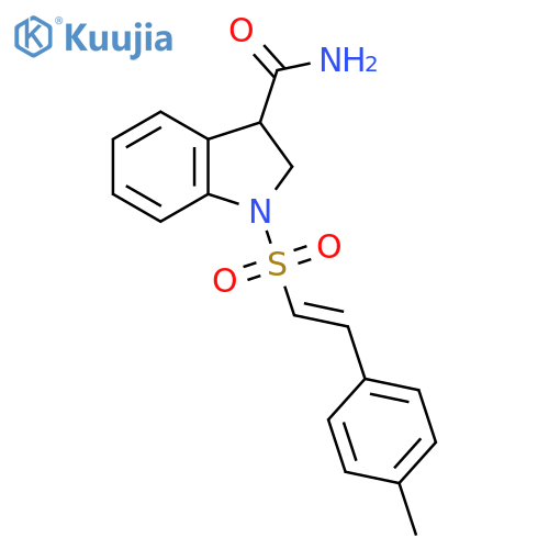 1-[2-(4-methylphenyl)ethenesulfonyl]-2,3-dihydro-1H-indole-3-carboxamide structure