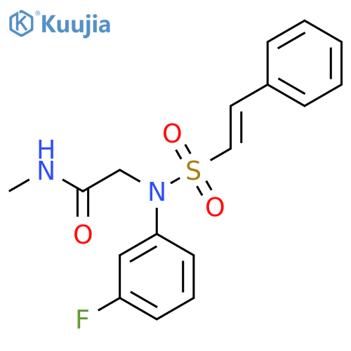 2-[N-(3-fluorophenyl)-2-phenylethenesulfonamido]-N-methylacetamide structure