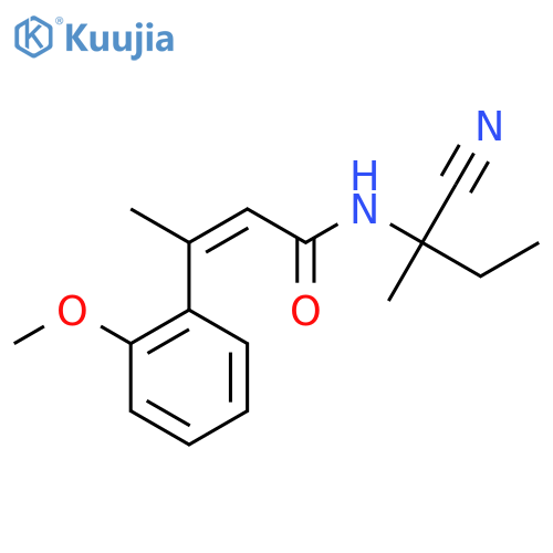 N-(1-cyano-1-methylpropyl)-3-(2-methoxyphenyl)but-2-enamide structure