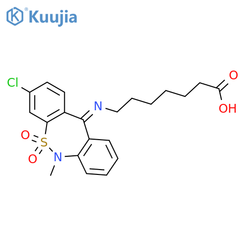 7-(3-Chloro-6-methyl-5,5-dioxidodibenzoc,f1,2thiazepin-11(6H)-ylidene)aminoheptanoic Acid structure