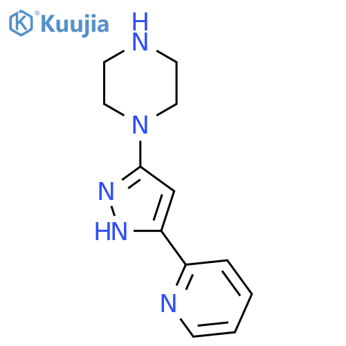 1-(3-(Pyridin-2-yl)-1H-pyrazol-5-yl)piperazine structure