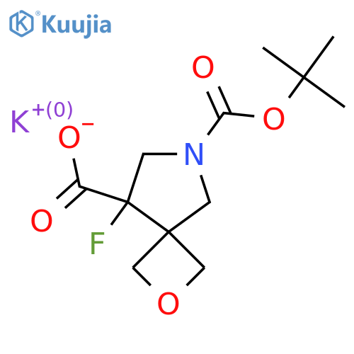 7-tert-butoxycarbonyl-5-fluoro-2-oxa-7-azaspiro[3.4]octane-5-carboxylic acid;potassium salt structure