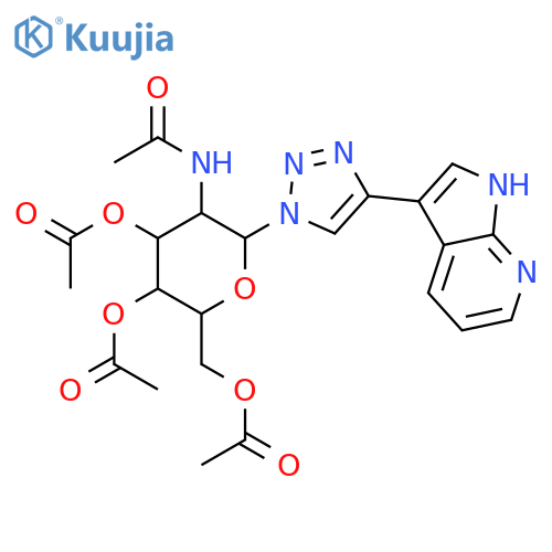 1H-Pyrrolo[2,3-b]pyridine, 3-[1-[3,4,6-tri-O-acetyl-2-(acetylamino)-2-deoxy-β-D-glucopyranosyl]-1H-1,2,3-triazol-4-yl]- structure