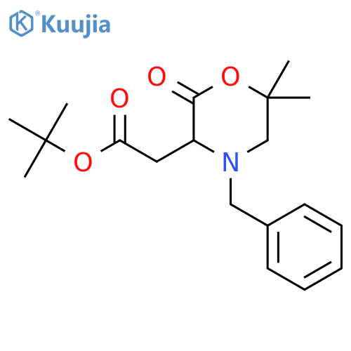 Tert-butyl 2-(4-benzyl-6,6-dimethyl-2-oxomorpholin-3-yl)acetate structure