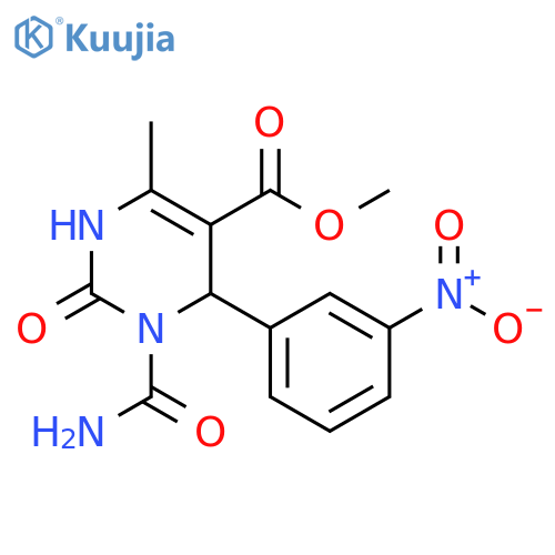 5-Pyrimidinecarboxylic acid,1-(aminocarbonyl)-1,2,3,6-tetrahydro-4-methyl-6-(3-nitrophenyl)-2-oxo-,methyl ester structure