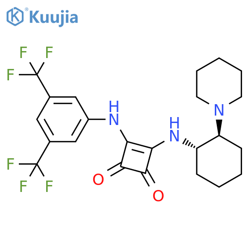 3-[[3,5-Bis(trifluoromethyl)phenyl]amino]-4-[[(1S,2S)-2-(1-piperidinyl)cyclohexyl]amino]-3-cyclobutene-1,2-dione structure