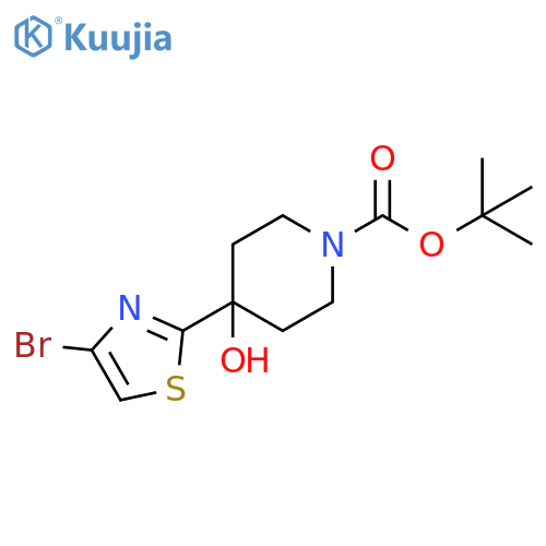 1-Piperidinecarboxylic acid, 4-(4-bromo-2-thiazolyl)-4-hydroxy-, 1,1-dimethylethyl ester structure