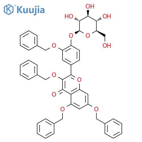 2-(4-O-β-D-glucopyranosyloxy-3-benzyloxyphenyl)-3,5,7-tribenzyloxy-4H-chromen-4-one structure
