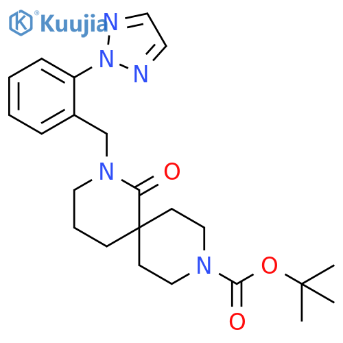 tert-butyl 2-(2-(2H-1,2,3-triazol-2-yl)benzyl)-1-oxo-2,9-diazaspiro[5.5]-undecane-9-carboxylate structure