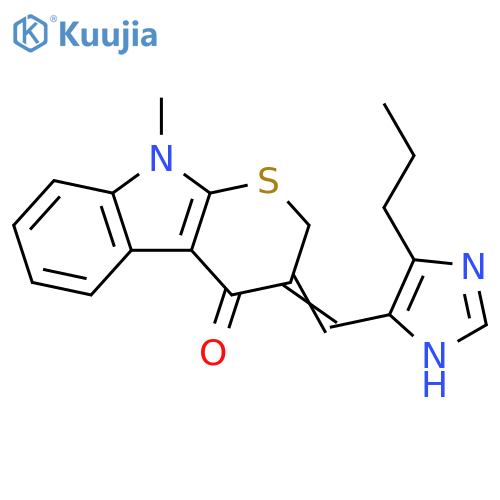 Thiopyrano[2,3-b]indol-4(9H)-one, 2,3-dihydro-9-methyl-3-[(4-propyl-1H-imidazol-5-yl)methylene]- structure
